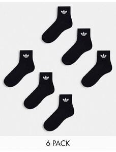 adidas Originals - Confezione da 6 paia di calzini alla caviglia neri con trifoglio-Multicolore