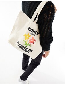 Obey - Borsa shopping bianca con stampa "A Piece Of Heaven"-Bianco