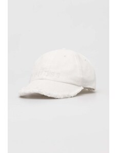 Guess berretto da baseball in cotone colore bianco con applicazione