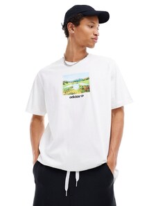 adidas Originals - T-shirt bianca con grafica con alba-Bianco