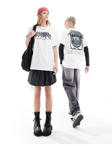 adidas Originals - T-shirt unisex bianca con grafica in stile gotico-Bianco