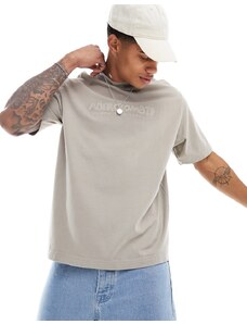 Abercrombie & Fitch - T-shirt beige con logo ricamato-Neutro