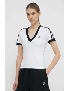 adidas Originals t-shirt 3-Stripe V-Neck Tee donna colore bianco IR8114