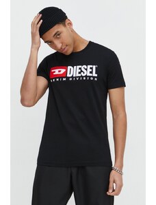 Diesel t-shirt in cotone uomo colore nero con applicazione