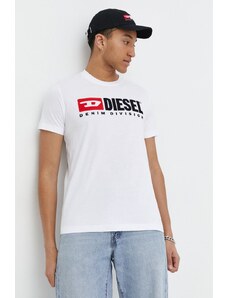 Diesel t-shirt in cotone uomo colore bianco con applicazione