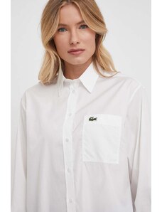 Lacoste camicia in cotone donna colore bianco