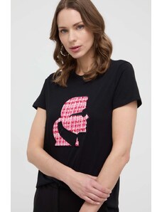 Karl Lagerfeld t-shirt in cotone donna colore nero