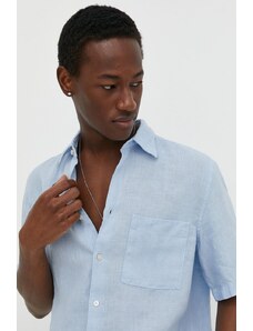 Marc O'Polo camicia di lino colore blu