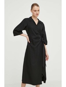 Samsoe Samsoe vestito con aggiunta di lino colore nero
