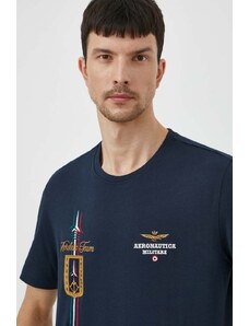Aeronautica Militare t-shirt in cotone uomo colore blu navy con applicazione