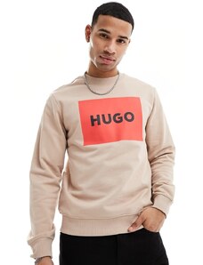 Hugo Red HUGO - Duragol222 - Felpa beige con logo squadrato-Neutro