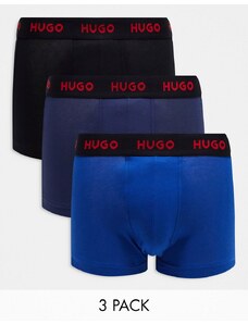 Hugo Red HUGO Bodywear - Confezione da 3 paia di boxer aderenti blu navy con logo sulla fascia in vita-Multicolore