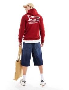 Tommy Jeans - Modern - Felpa con cappuccio vestibilità classica rossa con logo-Rosso