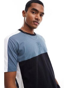 Champion - T-shirt girocollo nera e grigia color block-Nero