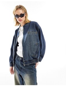 ASOS WEEKEND COLLECTIVE ASOS DESIGN Weekend Collective - Giacca bomber di jeans blu lavaggio medio