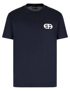 Emporio Armani T-shirt in jersey misto lyocell con ricamo logo EA a rilievo ASV