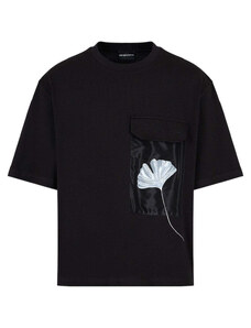 Emporio Armani T-shirt in jersey mano compatta con tasca e stampa gingko