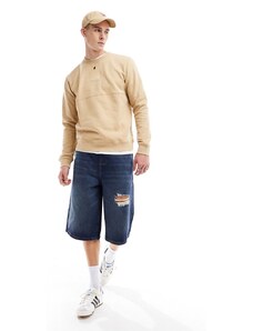 Tommy Jeans - Felpa girocollo color sabbia regular fit con logo a bandiera tono su tono-Neutro