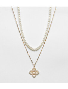 ALDO - Confezione da 2 collane dorate con perle sintetiche e ciondolo con icona-Oro