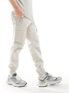 Jack & Jones - Pantaloni cargo beige con fondo elasticizzato vestibilità comoda-Neutro