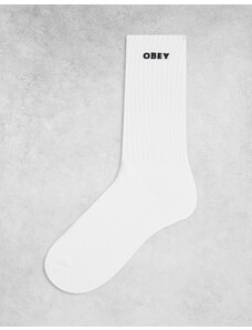 Obey - Calzini bianchi con logo piccolo-Bianco