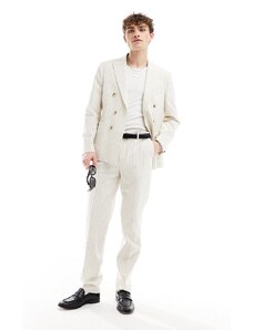 Twisted Tailor - Pantaloni color crema con motivo gessato-Bianco