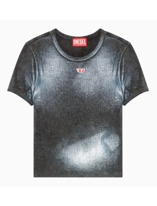 T-shirt crop nero glitter donna diesel t-ele-n1 s