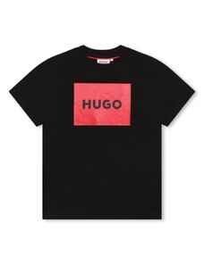HUGO KIDS T-shirt nera logo rettangolare