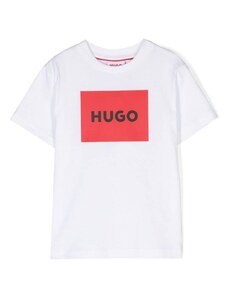 HUGO KIDS T-shirt bianca logo rettangolare