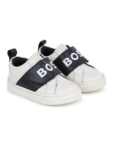 HUGO BOSS KIDS Sneakers bianca neonato fascia logata