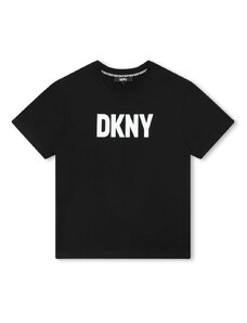 DONNA KAREN KIDS T-shirt nera logo fronte/retro
