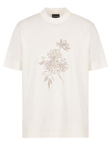 Emporio Armani T-shirt in jersey misto lyocell con ricamo floreale