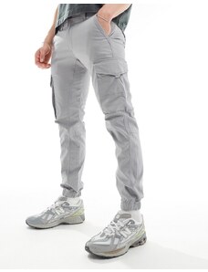 Jack & Jones - Pantaloni cargo con fondo elasticizzato grigio chiaro