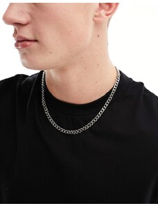 Icon Brand - Collana a catena con maglie pesanti in acciaio inossidabile color argento