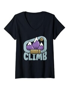 Rock Climber Gifts Men Women Kids Climbing Shirt Donna Arrampicata su roccia Divertente All'aperto Avventura Maglietta con Collo a V