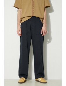 Universal Works pantaloni in cotone Fatigue Pant colore blu navy 132.NAVY