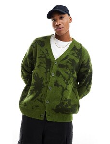 ASOS DESIGN - Cardigan vestibilità comoda morbido in maglia verde tie-dye