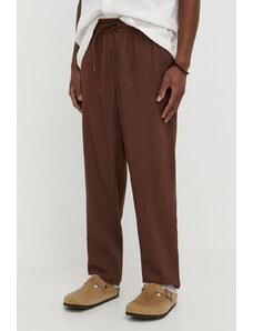 Les Deux pantaloni in lino colore marrone