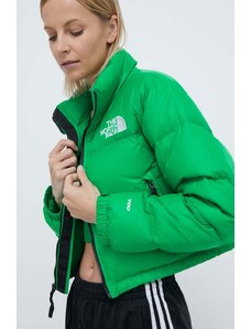 The North Face piumino NUPTSE SHORT JACKET donna colore verde NF0A5GGEPO81