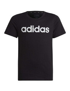 T-shirt nera da bambina con logo sul petto adidas Essentials Linear Logo