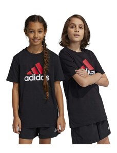 T-shirt nera da bambino con logo sul petto adidas Essentials Two-Color Big Logo