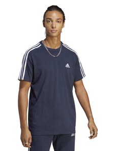 T-shirt blu da uomo con logo sul petto adidas Essentials 3-Stripes