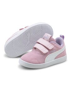Sneakers primi passi rosa da bambina con doppio velcro Puma Courtflex v2 Mesh V Inf