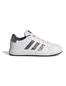 Sneakers bianche da ragazzo con strisce camouflage adidas Grand Court 2.0 K