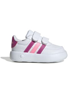 Sneakers primi passi bianche da bambina con strisce rosa e fucsia adidas Breaknet 2.0 CF I