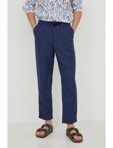 Polo Ralph Lauren pantaloni in lino colore blu navy