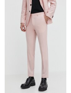 HUGO pantaloni in misto lana colore rosa