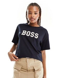 BOSS Orange BOSS - T-shirt blu navy con logo vivace