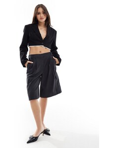 Bershka - Blazer stile camicia corto nero in coordinato