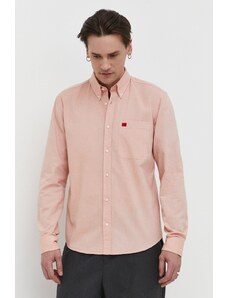 HUGO camicia in cotone uomo colore arancione